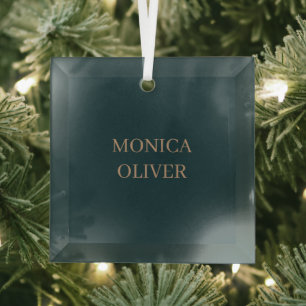 Custom name modern professional minimalist glass ornament