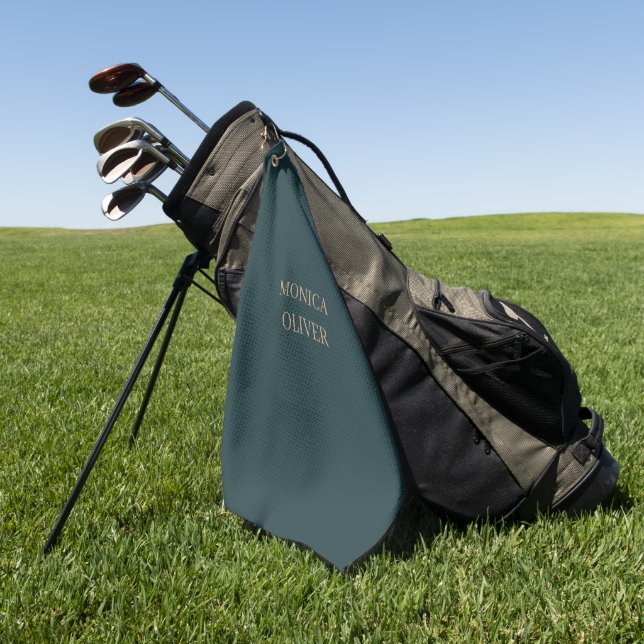 Custom name modern professional minimalist golf towel (Green)