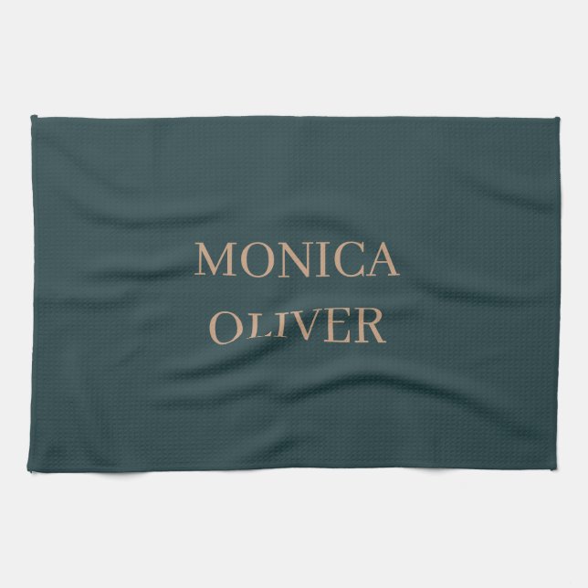 Custom name modern professional minimalist kitchen towel (Horizontal)