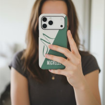 Custom Name Modern Sage Green & Cream Colour Block