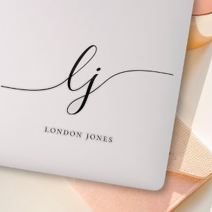 Custom Name Modern Script Initials Laptop