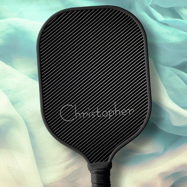 Custom Name Modern Typography Black and White Pickleball Paddle (Creator Uploaded)