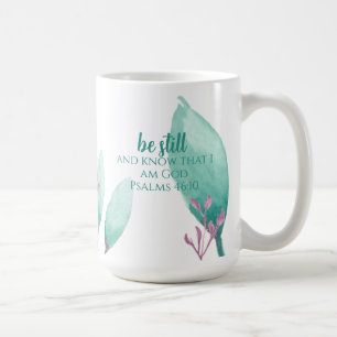 Custom Name Modern Watercolor Psalms 46: 10 Verse Coffee Mug