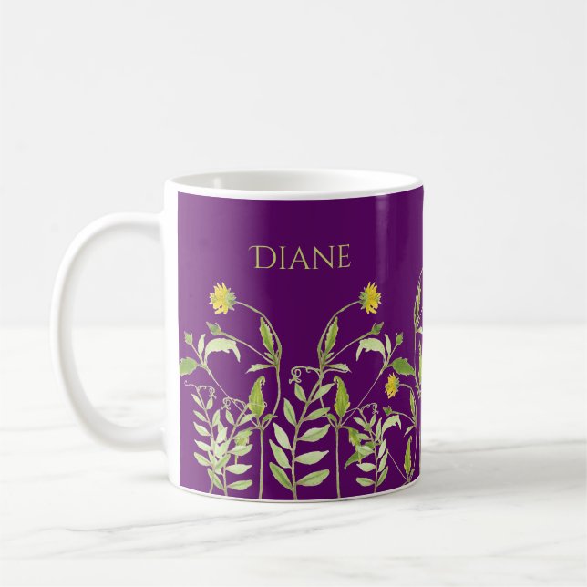 Custom Name Modern wildflower watercolor Scripture Coffee Mug (Left)