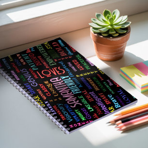 Custom Name Modern Word Art Add Your Own Words Notebook