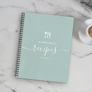 Custom Name ModernTeal Elegant Script Recipe Notebook