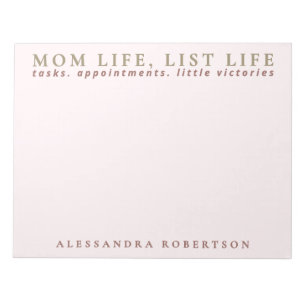 Custom Name Mom List Life Pastel Pink Minimalist  Notepad