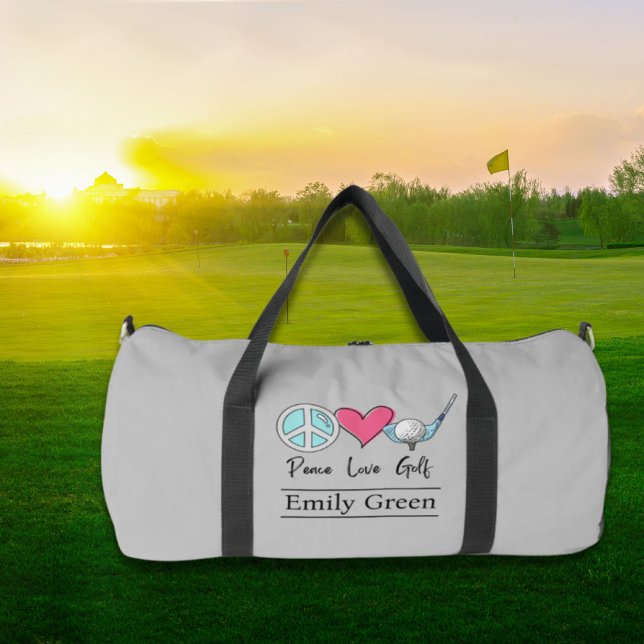 Custom Name Mom Peace Love Golf Woman Golfer  Duffle Bag (Custom Name Mom Peace Love Golf Woman Golfer Duffle Bag)