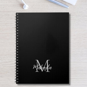 Custom Name Monogram Black Notebook