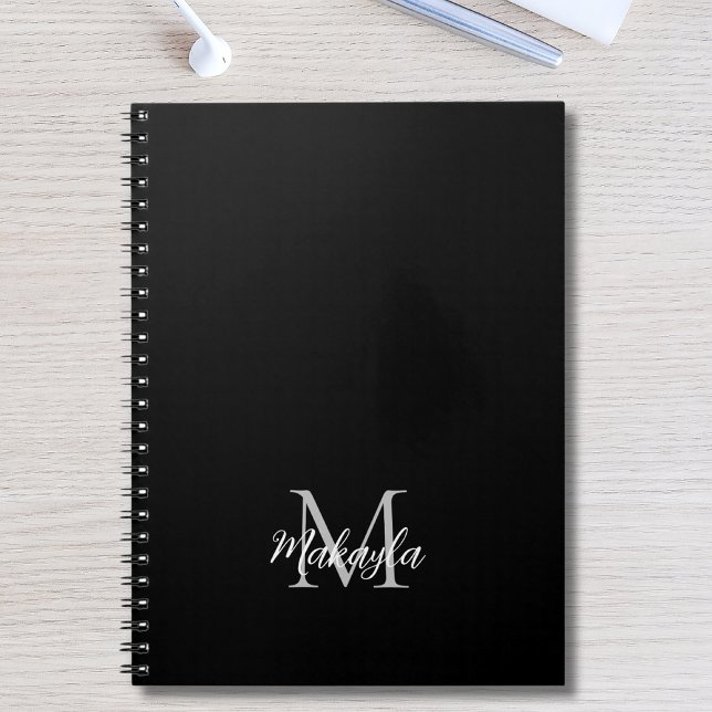 Custom Name Monogram Black Notebook (Creator Uploaded)