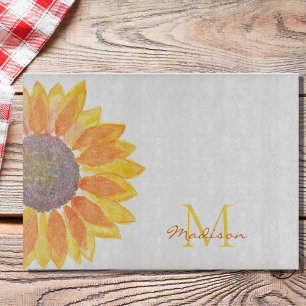 Custom Name Monogram Botanical  Cutting Board