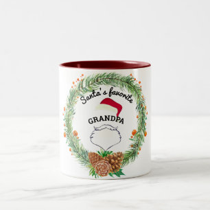 Custom Name Monogram Christmas Wreath Family  Two-Tone Coffee Mug