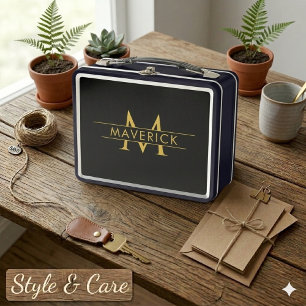 Custom Name Monogram Elegant Decorative Metal Lunch Box