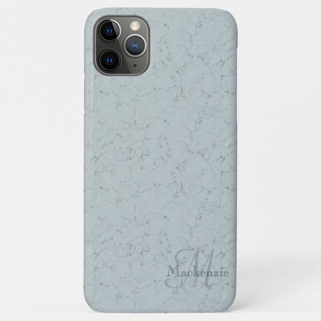 Custom Name Monogram Elegant Marble Dusty Blue Case-Mate iPhone Case (Back)