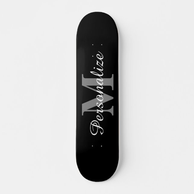 Custom name monogram elegant skateboard deck (Front)