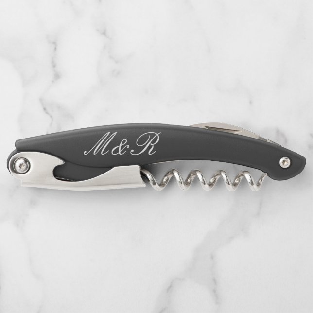 Custom name monogram foldable corkscrew opener (Front)