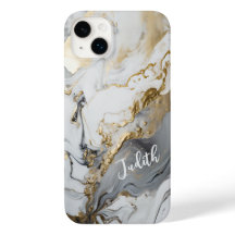 Custom Name/Monogram Grey-White and gold Marbling