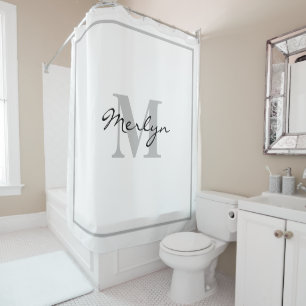 Custom Name Monogram Initial Light Grey White Cool