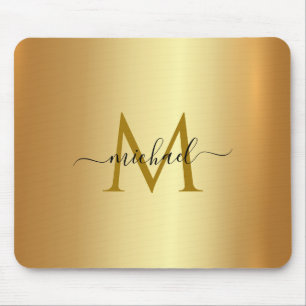 Custom Name Monogram Initial Template Gold Mouse Pad
