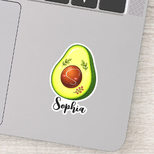 Custom Name Monogram   kawaii Cute Avocado Teacher
