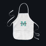 Custom name monogram kids baking apron<br><div class="desc">Custom name monogram kids baking apron. Kids cooking apron with monogrammed initial letter. Also nice as arts and crafts aprons for little children. Personalize with name a child. Suitable for boy or girl. Beige, white and yellow aprons for painting, drawing, cooking and more. Fun personalized gift idea for Birthday party!...</div>