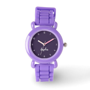 Custom Name Monogram Kids Girls Boys Modern Purple Watch