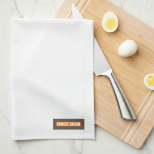 Custom name monogram modern design trendy white  kitchen towel