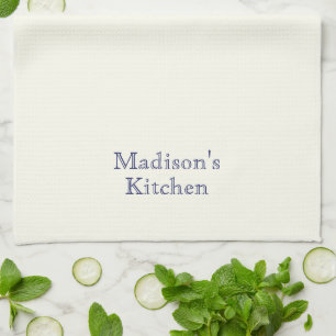 Custom Name monogram navy blue ivory family bakery Kitchen Towel