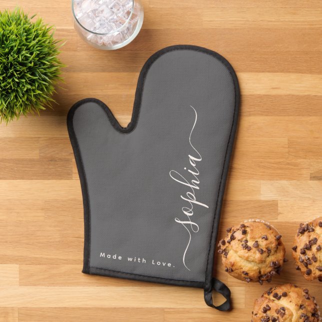 Custom Name, Monogram  Oven Mitt (Top down)