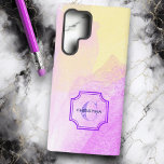 Custom Name Monogram Pastel Chic Watercolor Samsung Galaxy Case<br><div class="desc">This chic case features pink, yellow, purple, and blue pastel watercolor with a double purple framed name and initial letter monogram.Personalize the templates with a name and initial or remove the one or the other text. This trendy case can make a great gift for any occasion and you can select...</div>