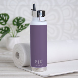 Custom Name Monogram Purple Water Bottle