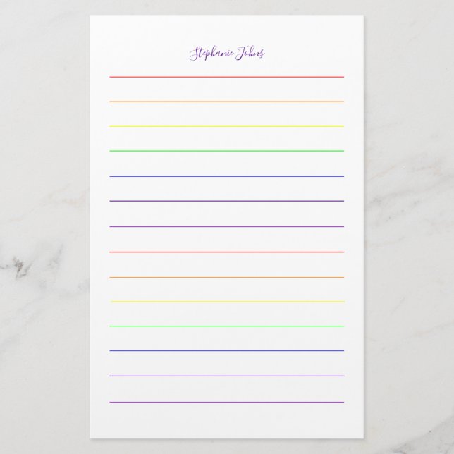 Custom Name Monogram Rainbow Colours Colourful  Stationery (Front)