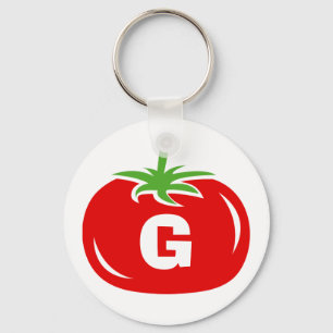Custom name monogram red tomato keychains