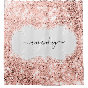 Custom Name Monogram Rose Gold Glitter Girly