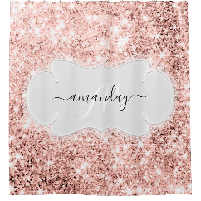Custom Name Monogram Rose Gold Glitter Girly (Front)