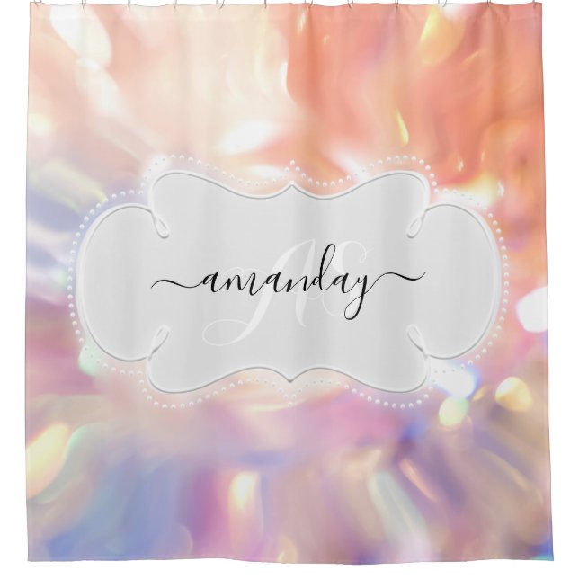 Custom Name Monogram Rose Holograph Girly (Front)