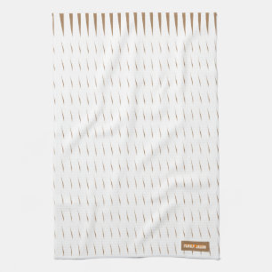 Custom name monogram stripes waves white brown kit kitchen towel