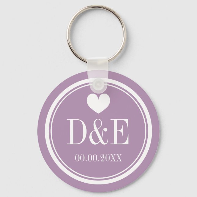 Custom name monogram wedding party favour keychain (Front)