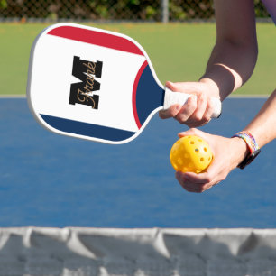 Custom Name Monogrammed Personalized French Flag Pickleball Paddle