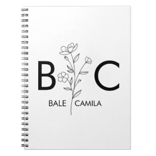 Custom name Monogrammed Portfolio, Personalized Notebook