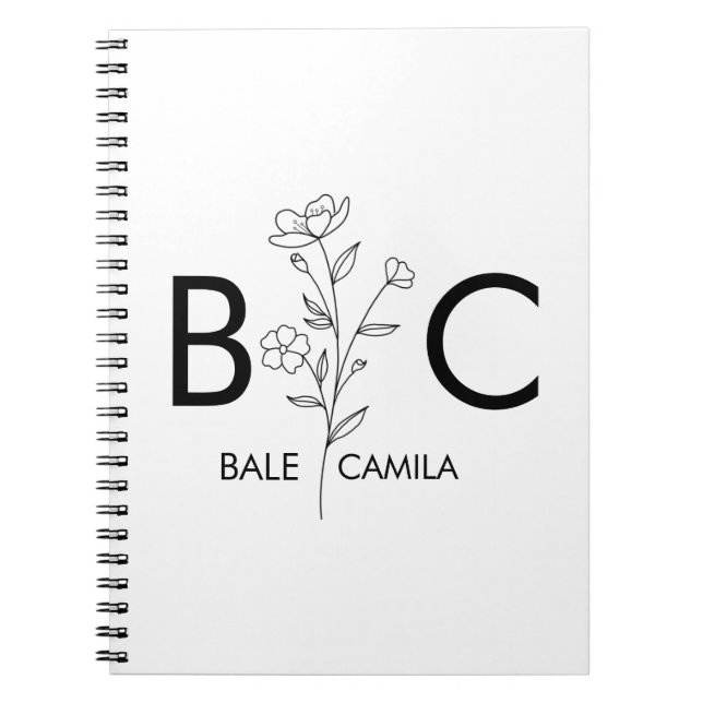 Custom name Monogrammed  Portfolio, Personalized  Notebook (Front)