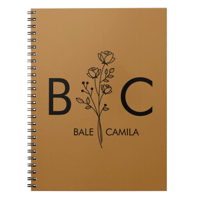 Custom name Monogrammed  Portfolio, Personalized  Notebook (Front)