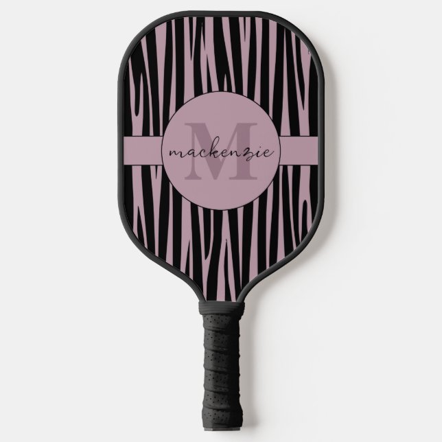 Custom Name Monogrammed Zebra stripes pattern Pickleball Paddle (Front)