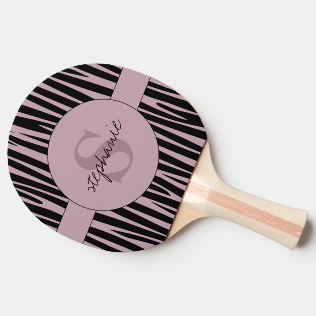 Custom Name Monogrammed Zebra stripes pattern Ping Pong Paddle (Side)