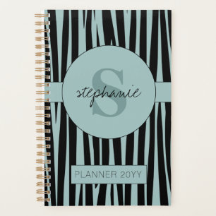 Custom Name Monogrammed Zebra stripes pattern Planner