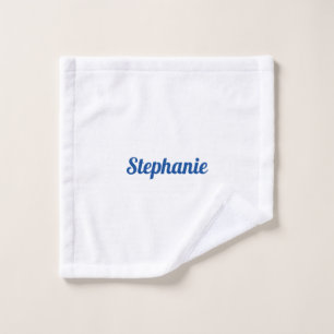 Custom Name Monograms Blue White Decor Stylish Wash Cloth