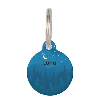 Custom Name, Moon Stars Mystic Mountain Pet ID Tag