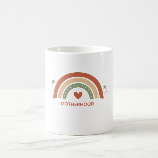 Custom Name Motherhood Boho Rainbow Coffee Mug (Center)