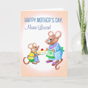 Custom Name Mother's Day with Cute Mice Card
