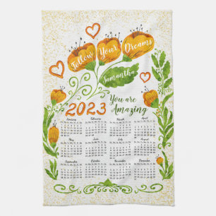 Custom Name Motivational 2023 Calendar Kitchen Towel